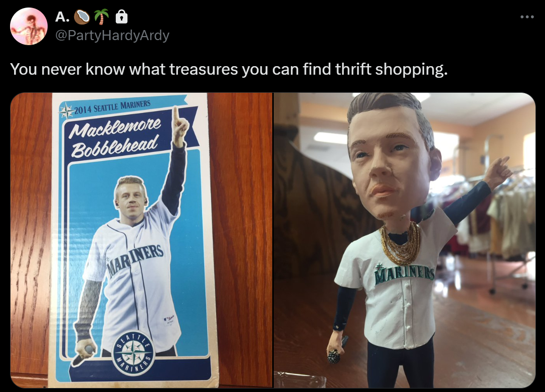 screenshot - A. You never know what treasures you can find thrift shopping. 2014 Seattle Mariners Macklemore Bobblehead Mariners Mariners